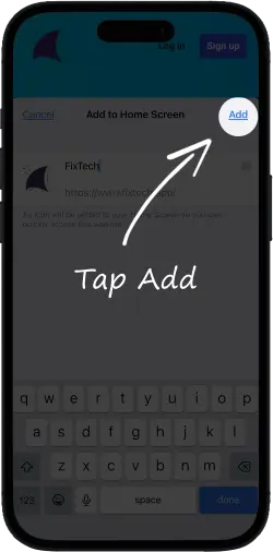 Install instructions step 3: Tap add when prompted to install the app to your mobile device
